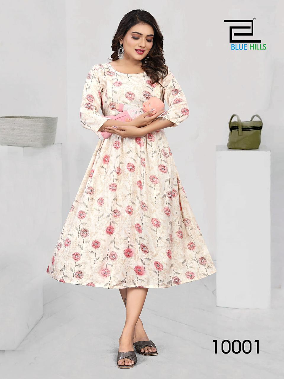 Happiness Vol 10 By Blue Hills Rayon Printed Feeding kurtis Catalog
